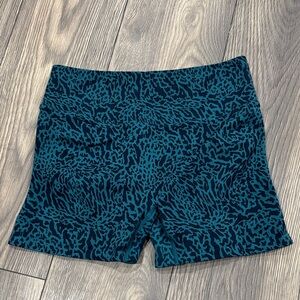 Fabletics Teal and Black Animal Print Bike Shorts